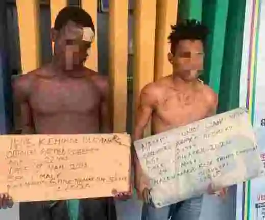 Two Arrested In Lagos For Snatching A Lady's Phone While She Was Making A Call