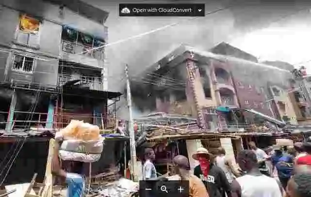 Lagos Market Building Collapses Shortly After Fire Incident