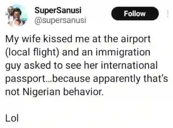 Nigerian Man Narrates How Immigration Officer Reacted After His Wife Kissed Him At The Airport