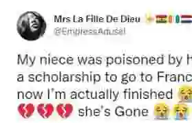 Full Story: Jealous Friends Allegedly Poison Lady After She Gained Scholarship To Study In France