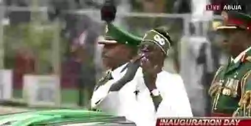 President Bola Tinubu Blows Nigerians A Kiss As He Inspects The Parade After His Swearing-in (Video)