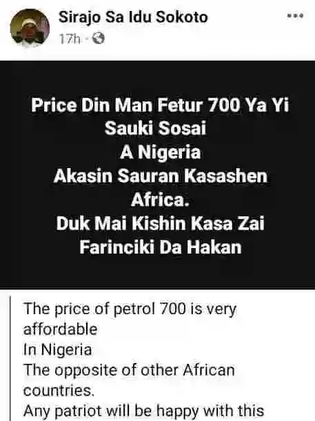 N700 Per Litre Of Petrol Is Very Affordable. Any Patriot Will Be Happy With It - Staunch Buhari And APC Supporter Says