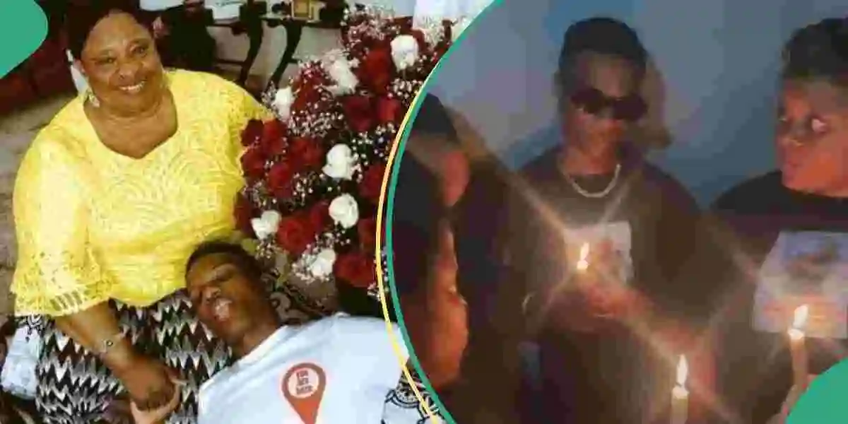 Wizkid Looks Heartbroken Among Family Members As They Hold Candlelight Processions for His Late Mum