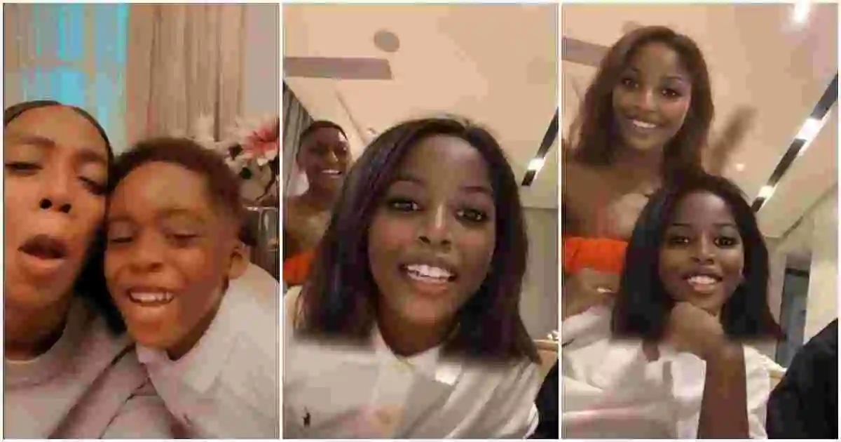 “I’m a Boy, Not a Girl”: Tiwa Savage’s Son ‘Para’ As Snapchat filter turned him into a lady in Cute viral Clip (Video)