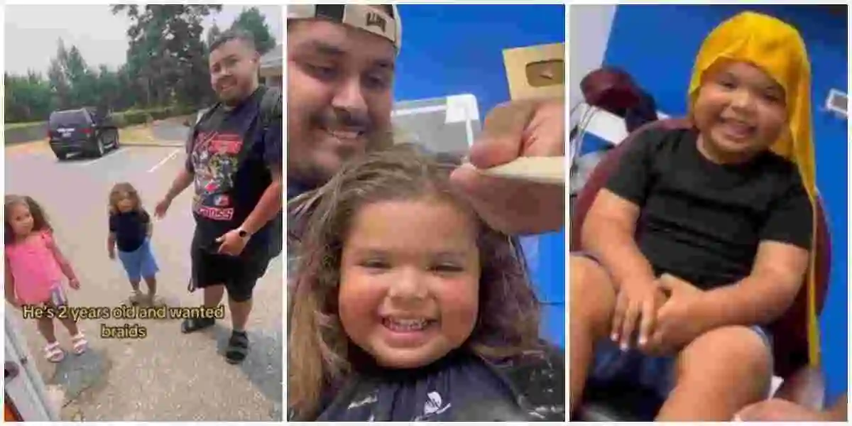 Little Boy Excited to Get His Hair Braided, Trends Online