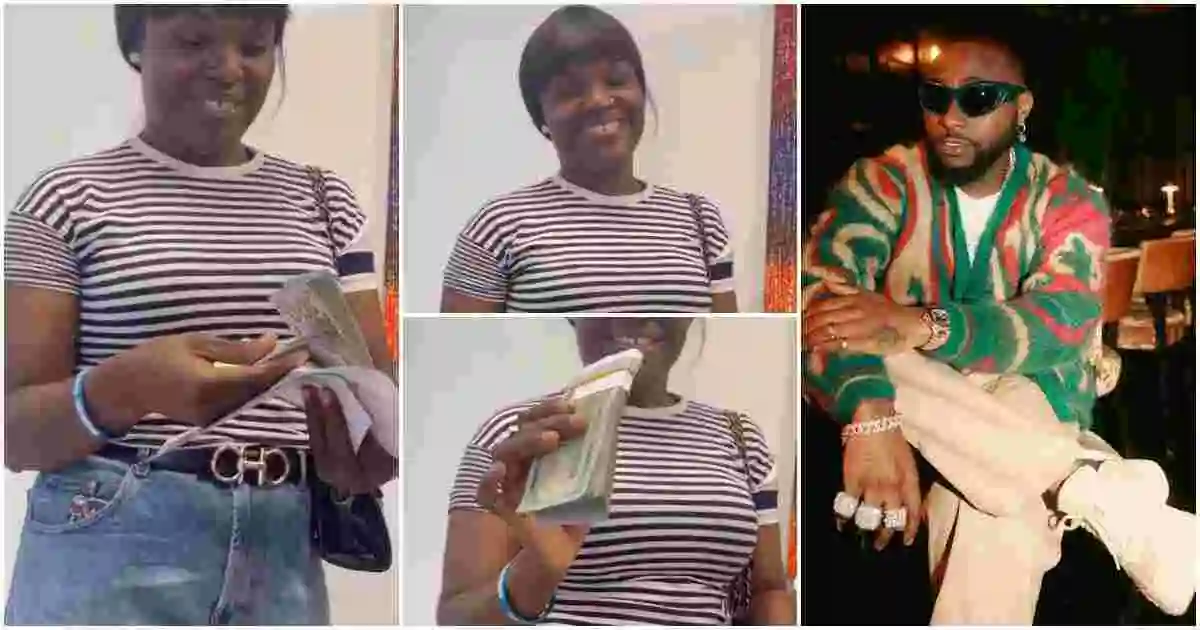 Davido Finally Fulfills Promise to Hotel Worker, She Shows Off $10,000 Cash She Received From Singer