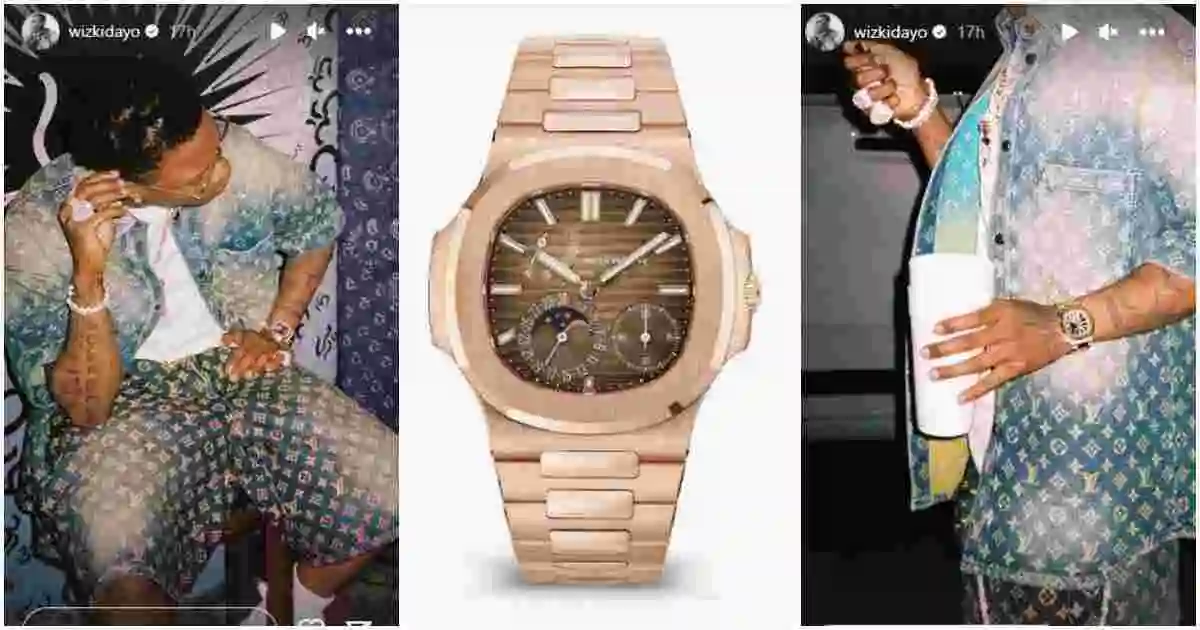 Wizkid Flaunts His Newly Acquired N85.5m Patek Philippe Wristwatch, Photos Goes Viral