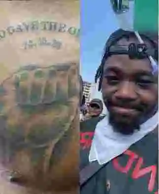 #EndSARS protester tattoos date of Lekki tollgate shooting on his chest (photo)