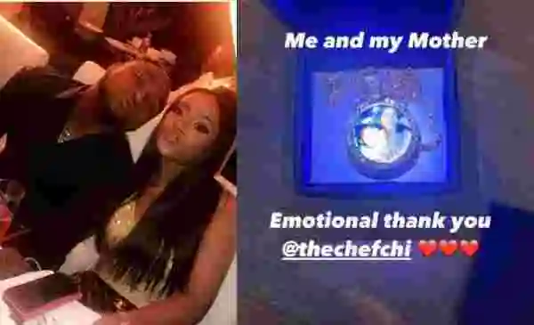 Davido shows off neck chain with an image of him and his mother he got as birthday gift from Chioma
