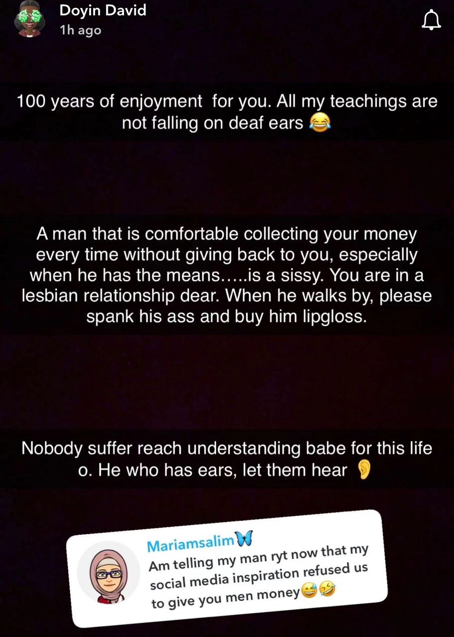 You Are In A Lesbian Relationship If Your Man Collects Money From You Without Giving Back To You - BBNaija's Doyin Tells Women