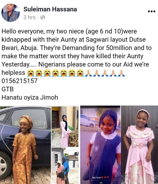 Kidnappers Kill Another Young Girl Abducted In Abuja After Family Failed To Pay N50M Ransom