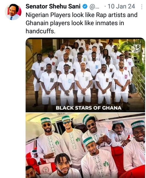 AFCON 2023 Photos: Nigerian Players Look Like Rap Artists And Ghanaian Players Look Like Inmates In Handcuffs - Shehu Sani