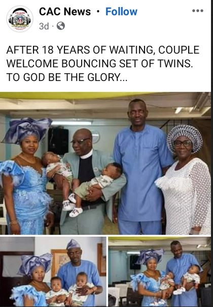 Nigerian Couple Welcome Twins After 18 years Of Waiting