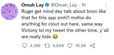Mof*s Do Anything For Clout - Omah Lay Slams Ruger For Declaring Self Better Artiste Than BNXN
