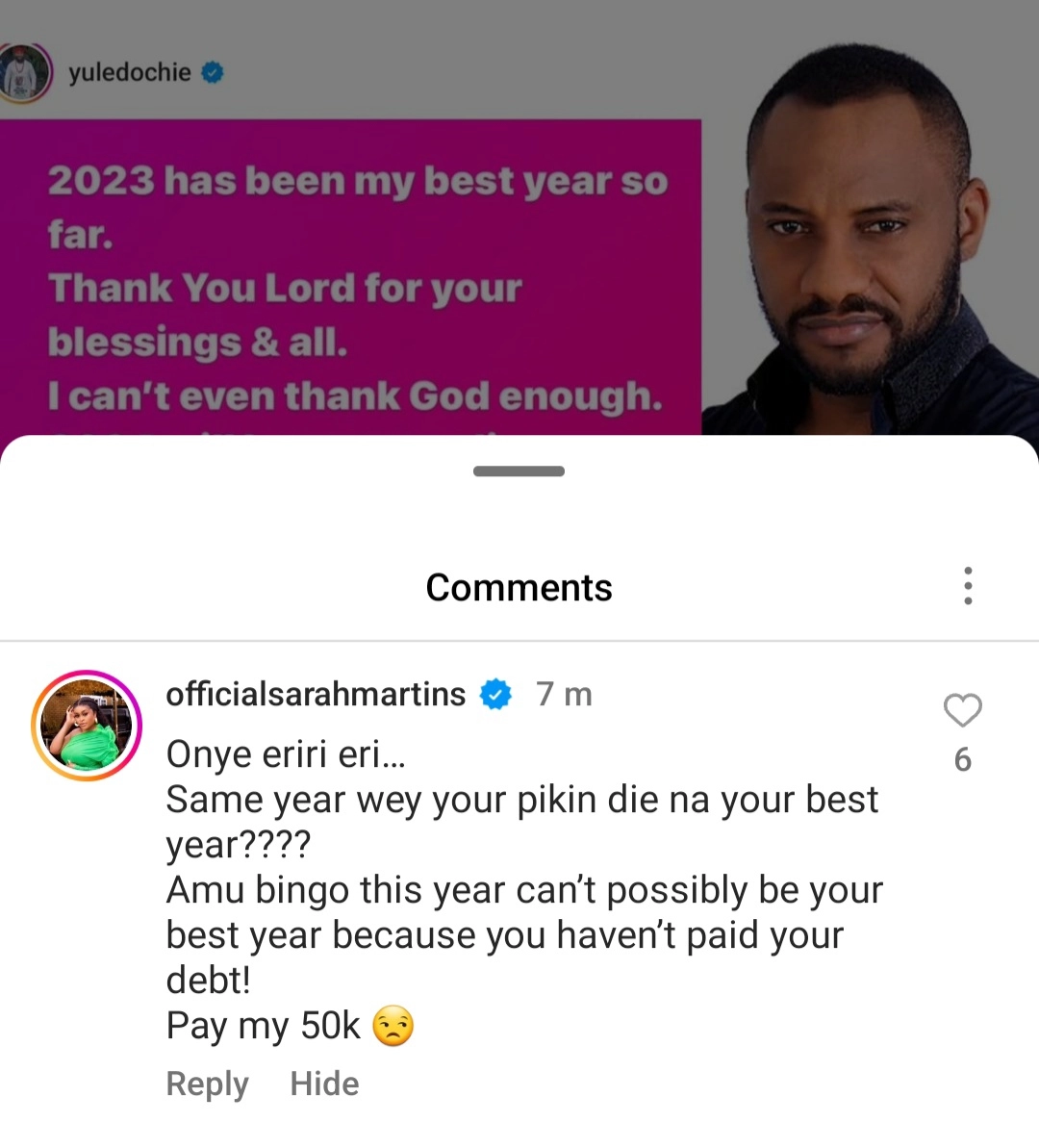 This Can't Possibly Be Your Best Year, Pay My 50k - Sarah Martins Slams Yul Edochie For Saying 2023 Is His Best Year
