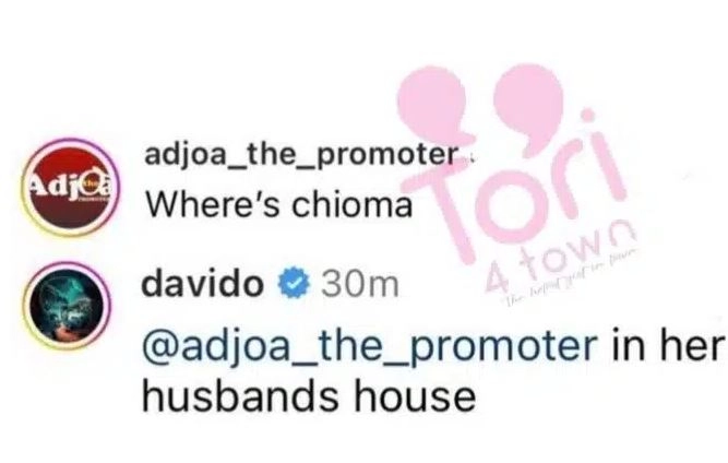 Davido Replies Fan Who Asked Him About Chioma