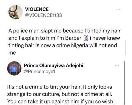 Nigerian Man Claimed He Was Slapped For Tinting His Hair, Police Spokesperson Responds To Claims