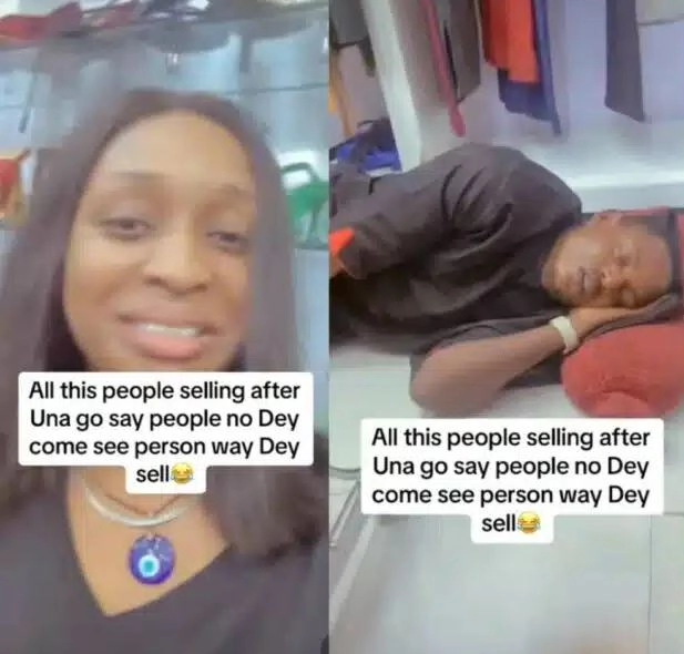 Lady In Shock As She Enters Boutique Only To See Seller Snoring Loudly (Video)
