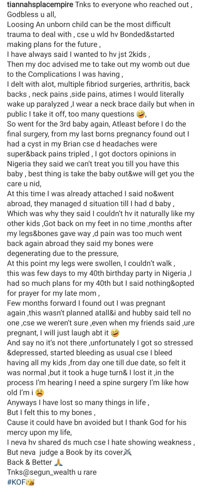 Toyin Lawani Leaves Many People Teary After Revealing She Suffered A Miscarriage