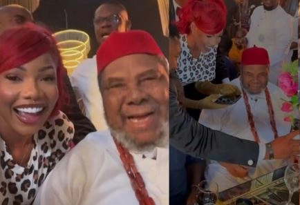 BBNaija Star, Tacha, Excited As She Meets Veteran Actors, Pete Edochie, Kanayo O. Kanayo For The First Time (Video)